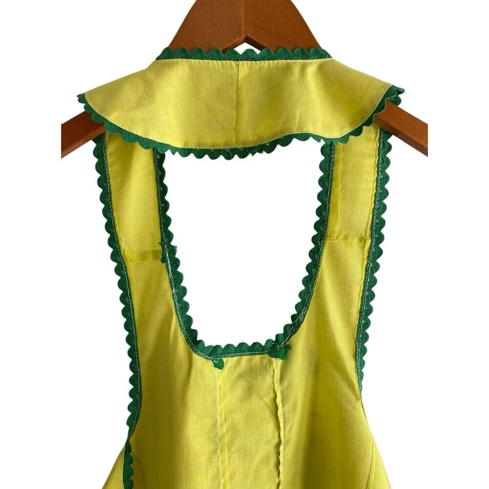 Vintage Apron Girl's One Size Yellow w Green Rick Rack Handmade